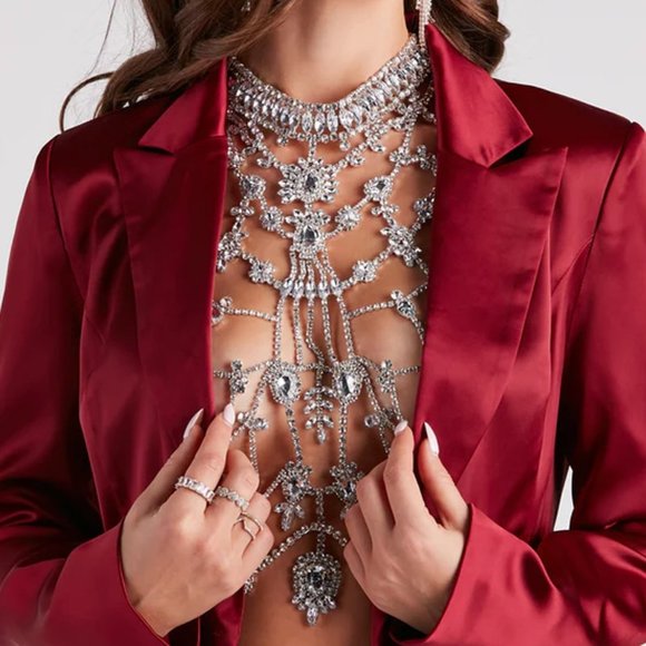 Sleeveless Top Rhinestone Body Chain Bra for Women Clothing Crystal Lingerie - Picture 5 of 10